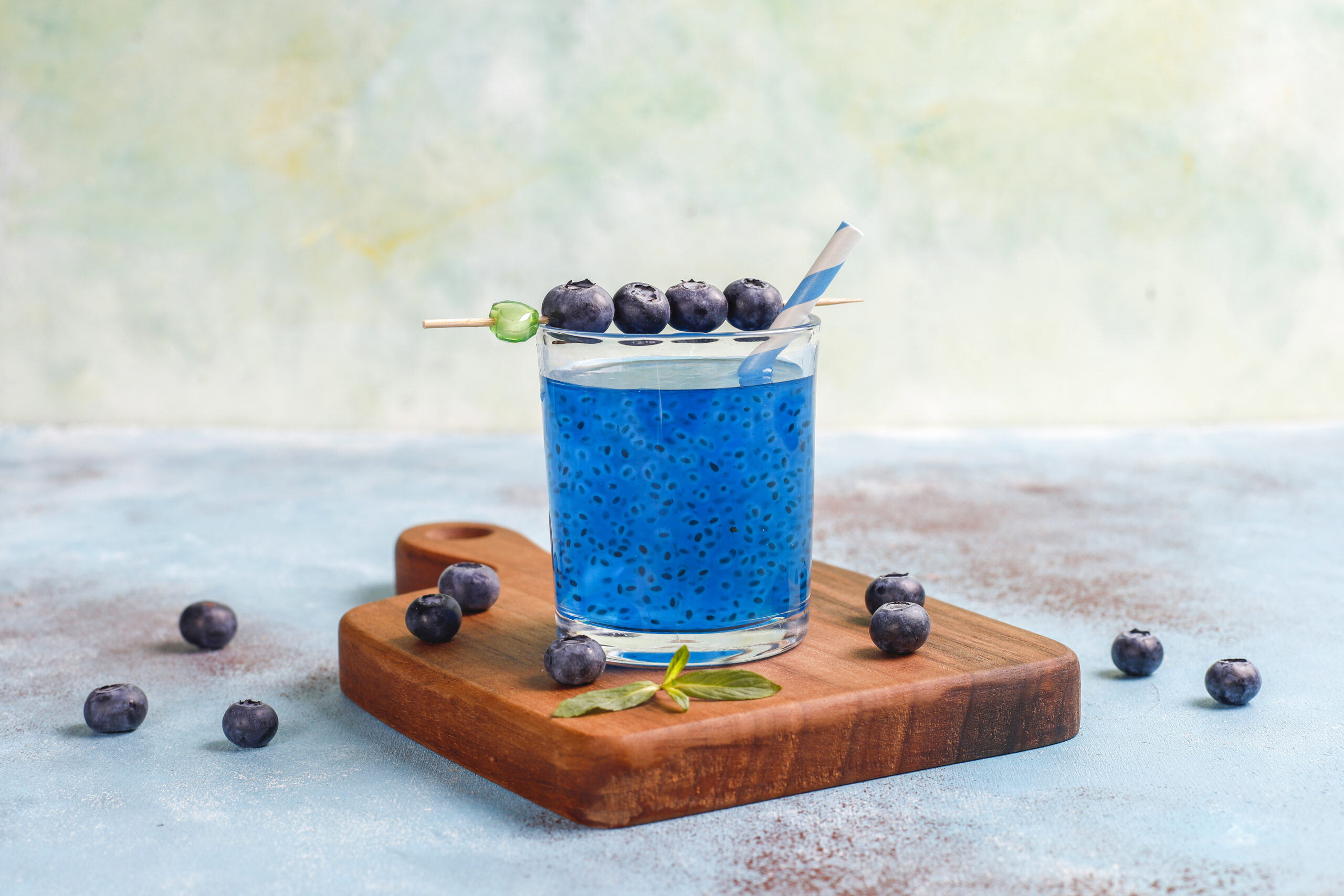 Blueberry basil seed drink.