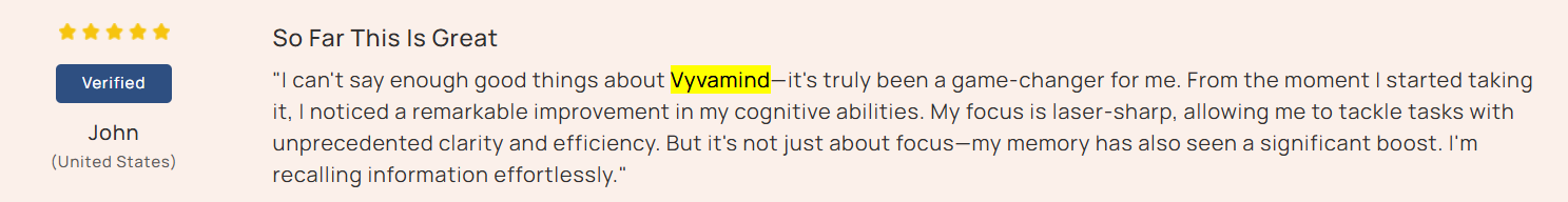 Vyvamind Customer Reviews