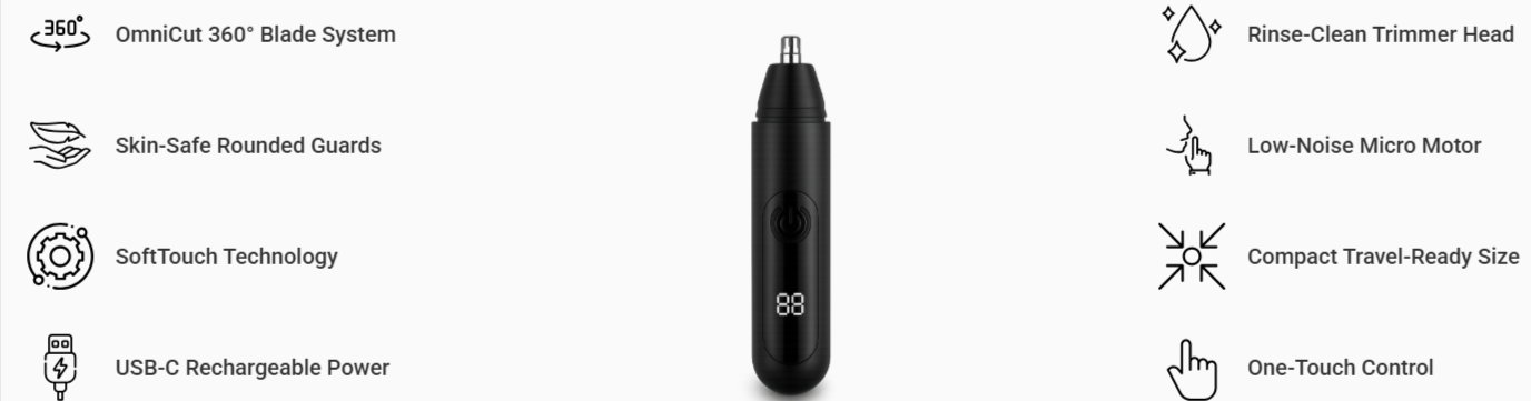 MrBoldPro Nose and Ear Hair Trimmer Features