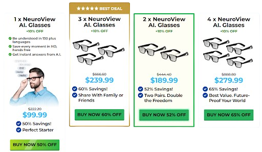 NeuroView AI. Glasses Price