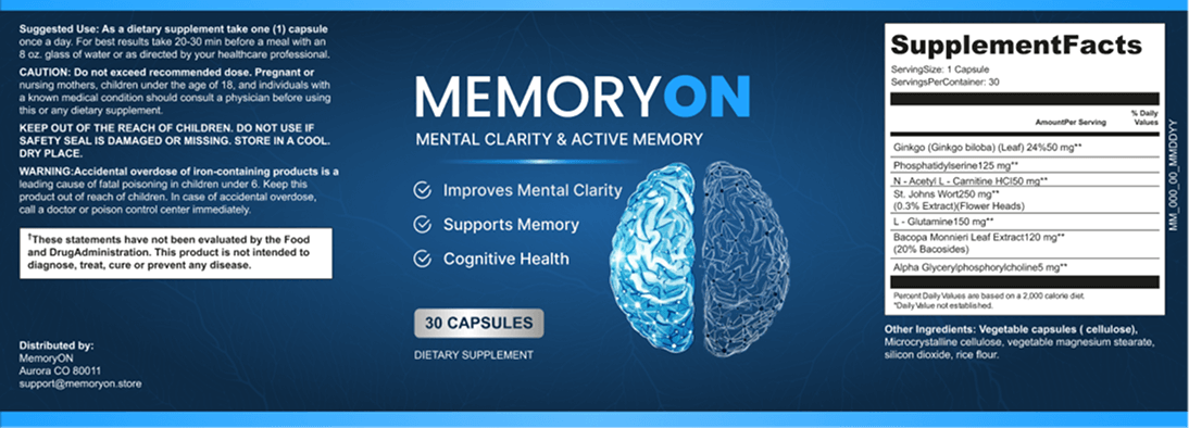 MemoryOn Supplement Facts