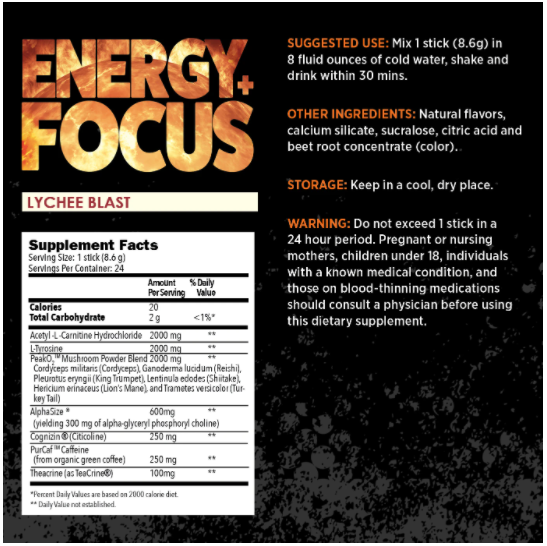 EarthNutri Energy + Focus Ingredients