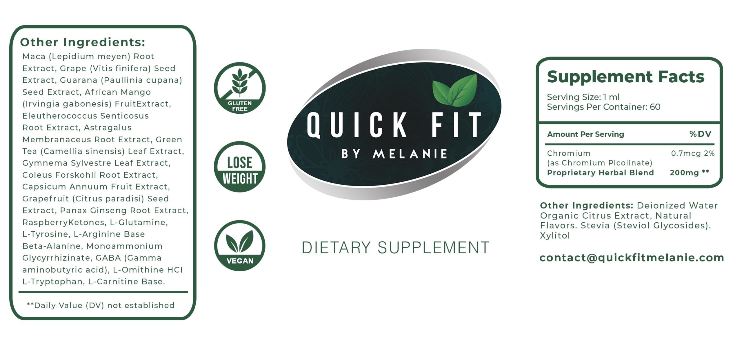 Quick Fit By Melanie Ingredients