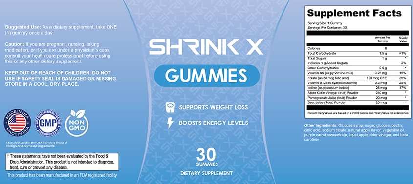 Shrink X Gummies Ingredients